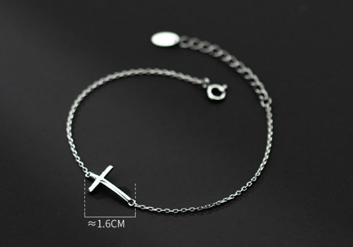 Title 1, S925 Silver Faced Cross Bracelet Korean Version