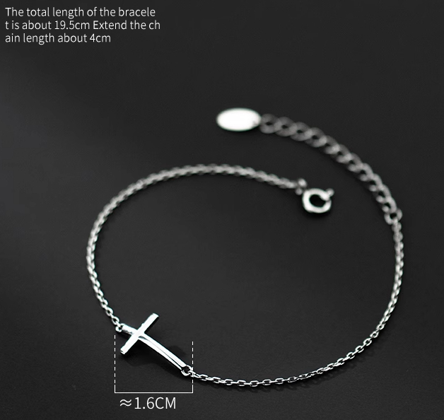 Title 7, S925 Silver Faced Cross Bracelet Korean Version