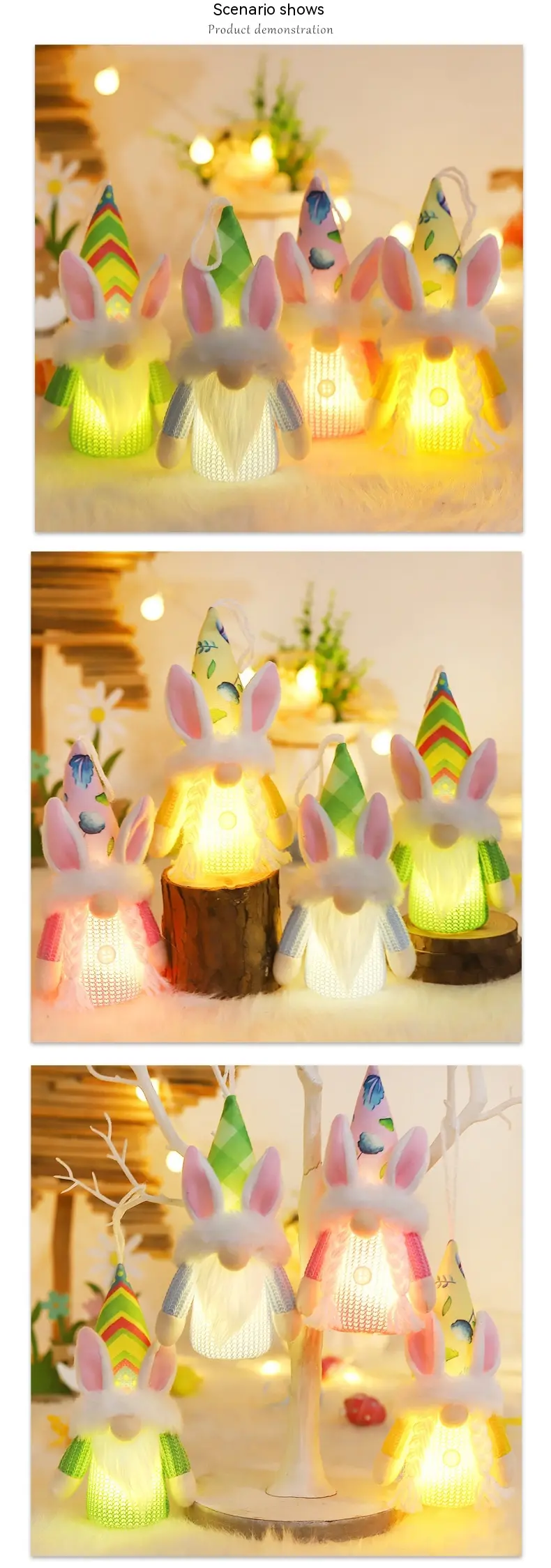 Easter Light-emitting Rabbit Ears Faceless Old Doll Creative Layout Ornaments