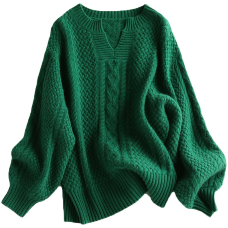 Title 4, Emerald Wool Sweater Women V-neck Padded Pullover