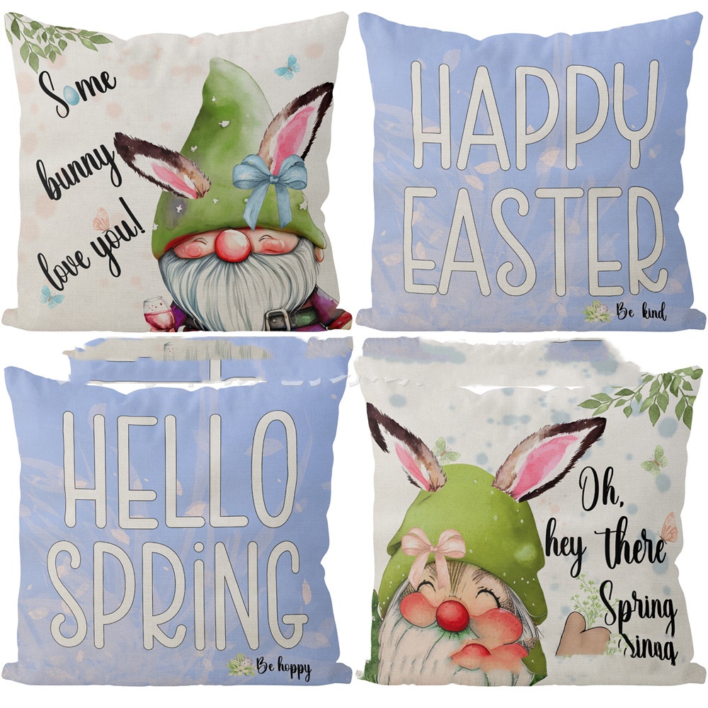 Spring Theme Blue Throw Pillowcase