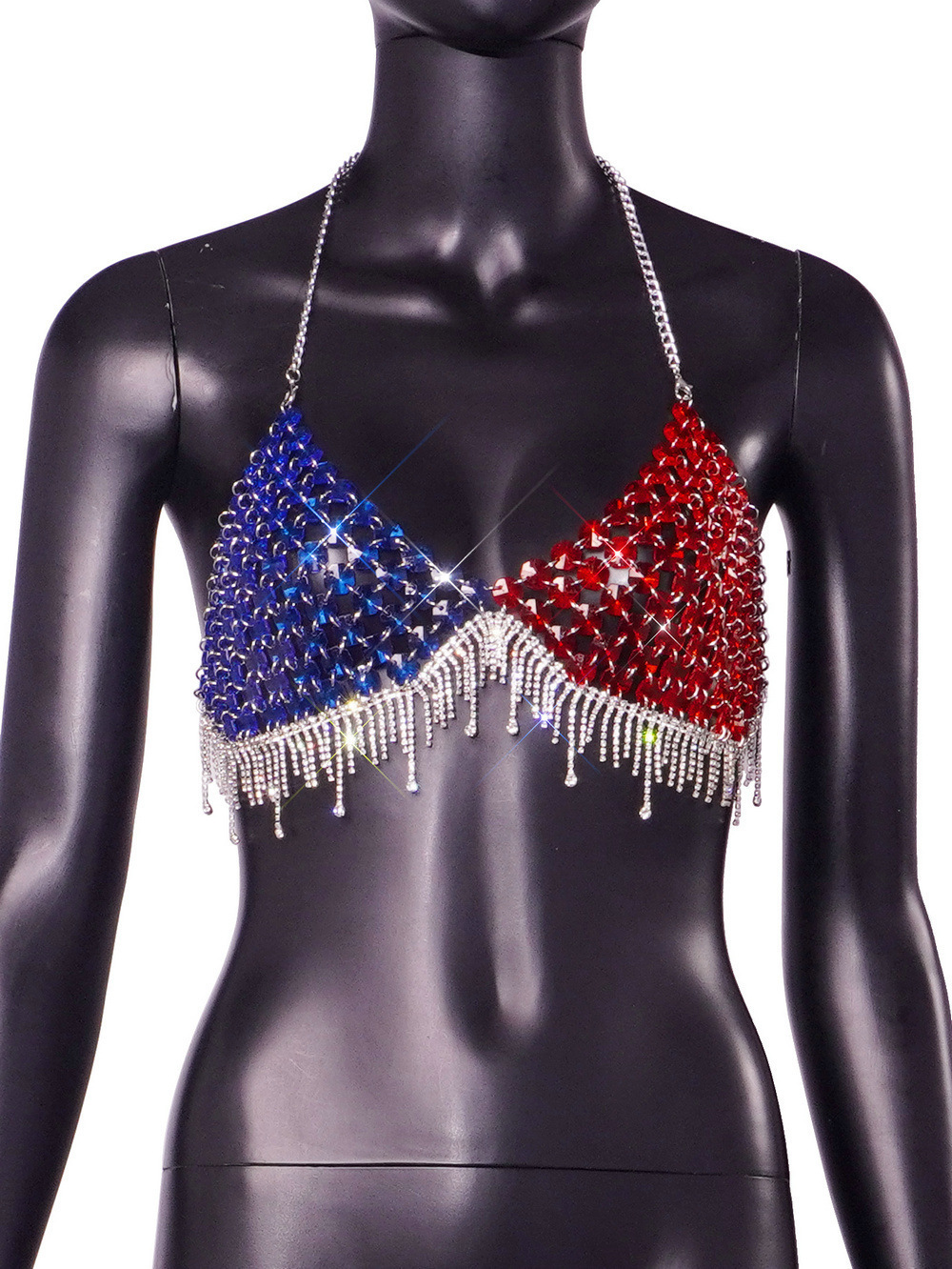 Title 6, Sexy Gem Red And Blue Color Matching Backless H...