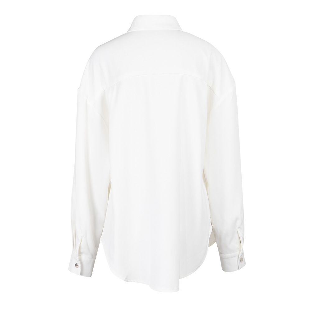 Kinked Hollow Out Stitching Design Long-sleeved Shirt Loose Single-breasted Niche