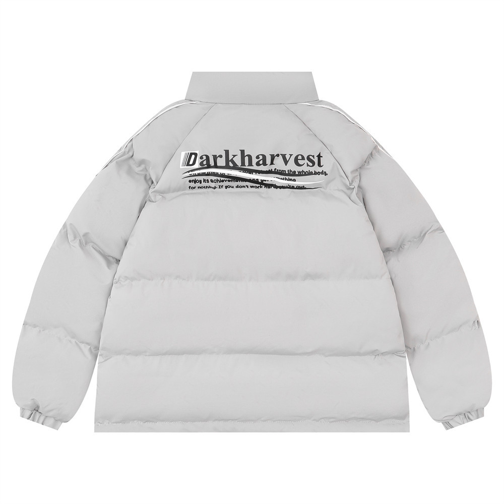 Letter Printing Stand-up Collar Cotton-padded Coat Thickened