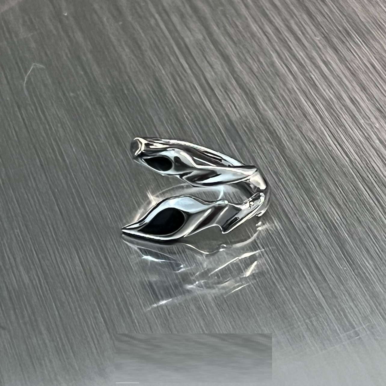 Irregular Shaped Black Onyx Metal Ring Street Tide Special-interest Design High Sense Men And Women — foto 11