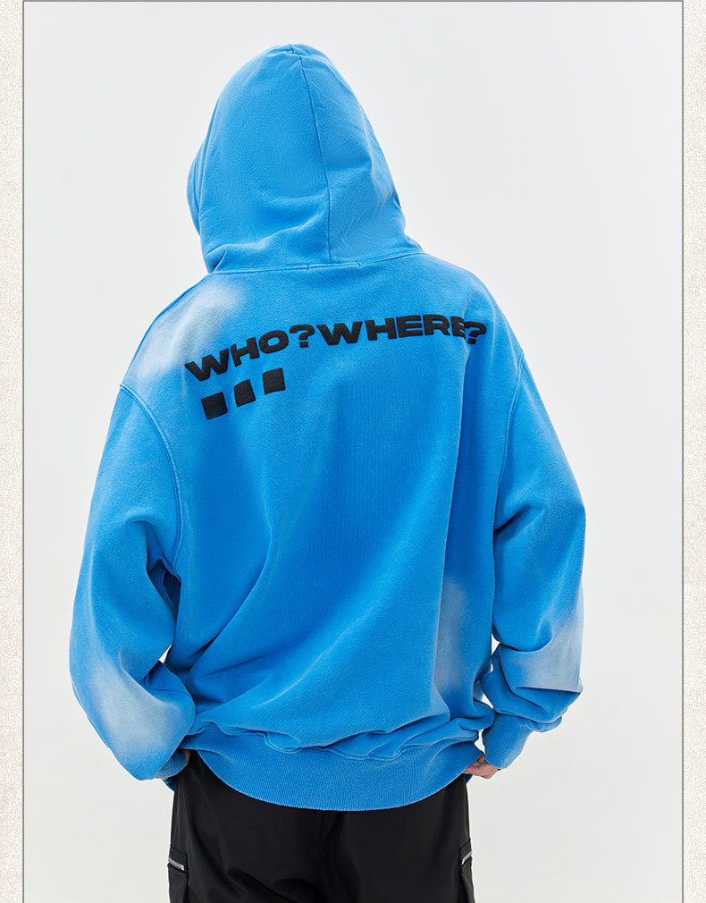 Heavy American Street Washed And Worn Letter Multicolor Sweater