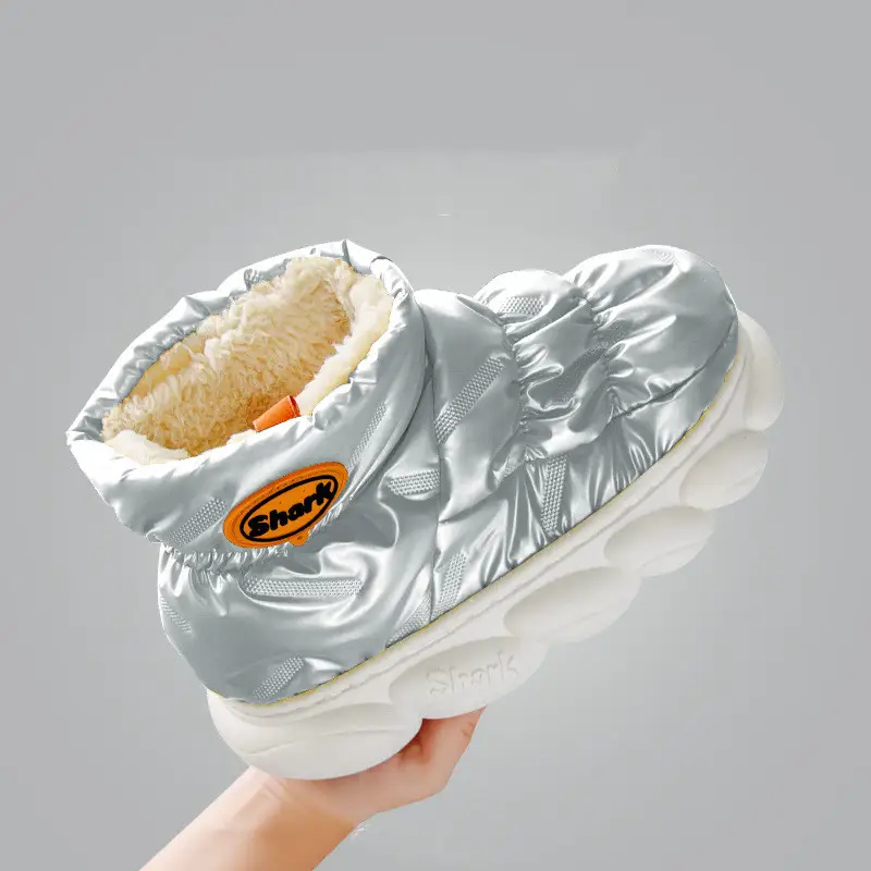 High-top Down Cloth Waterproof Cotton Slippers