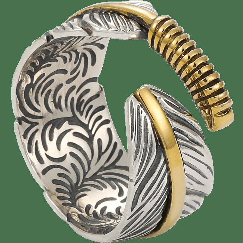 Men's Retro Trendy All-match Special-interest Design Feather Ring