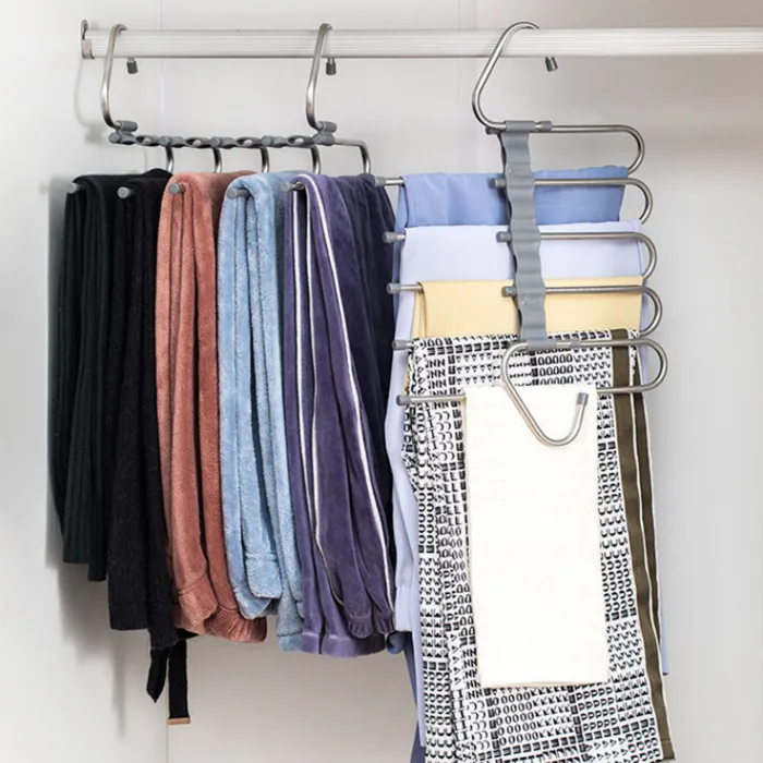 5-Tier Space-Saving Pants Hangers, Stainless Steel Multi Layer Hangers for Jeans, Trousers and Scarves - detail photo 2
