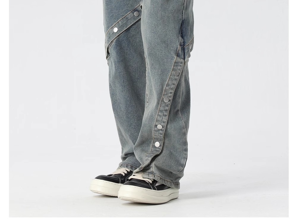 Title 14, Jeans skinny de perna larga para homens Confort...