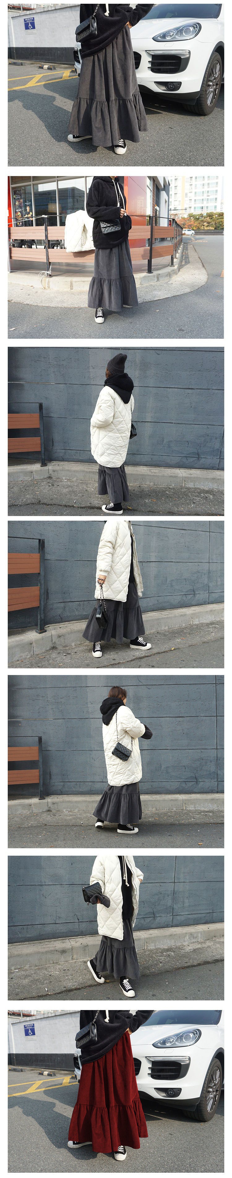 Women's Ruffled Fishtail High Waist Loose And Slimming Line Skirt Fat Elastic Waist