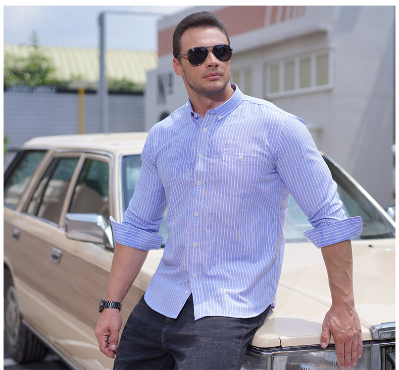 Men's Plus-sized Plus Size Loose Casual Weight-catcher Business Trends Cotton Long Sleeve Shirt