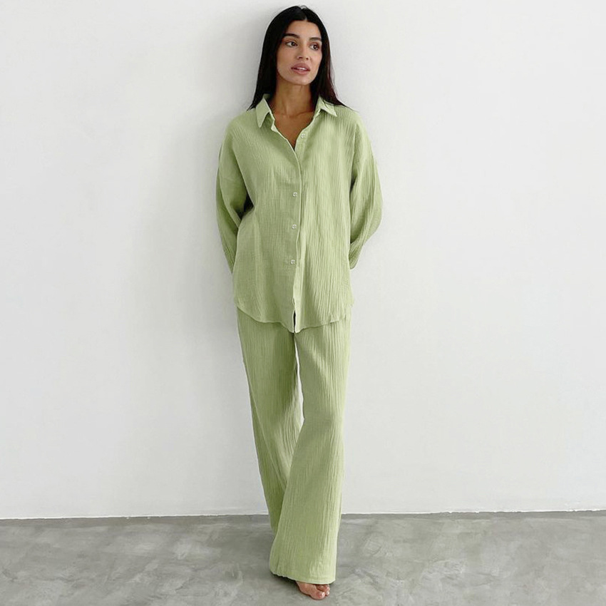 Title 3, European And American Crepe Cotton Pajamas Suit...