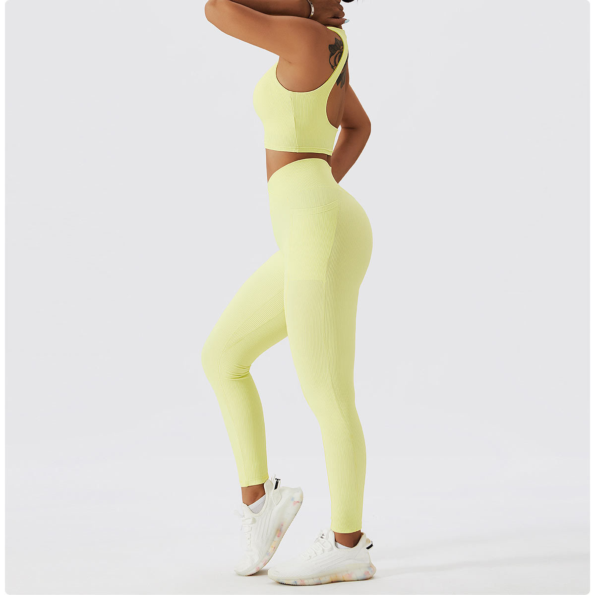 Title 7, High Waist Fitness Leggings mit Taschen, Skinny...