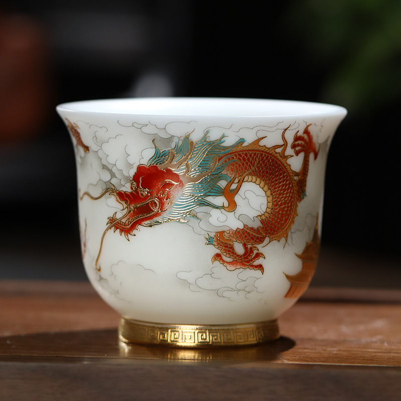 Dragon Year Gift Mutton Fat Jade Master Cup Single Cup