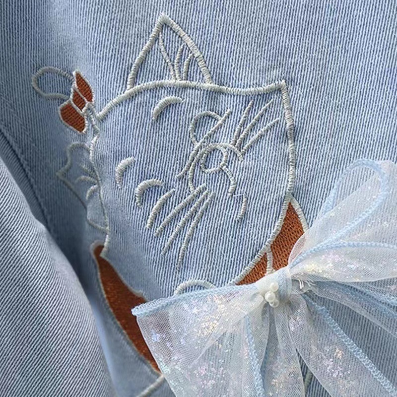 Single Breasted Long Sleeve Denim Cardigan Women