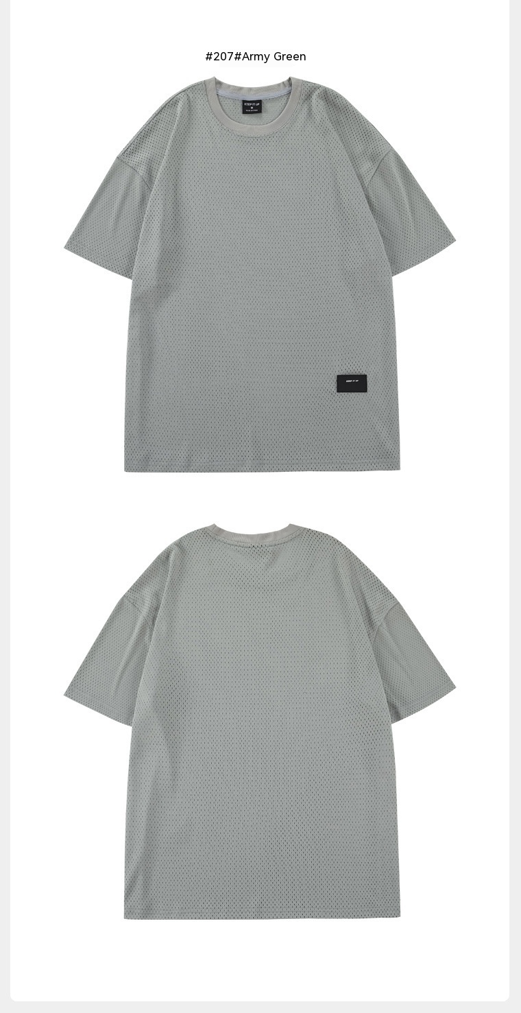 Men's Retro Large Mesh Heavy Weight Short Sleeve