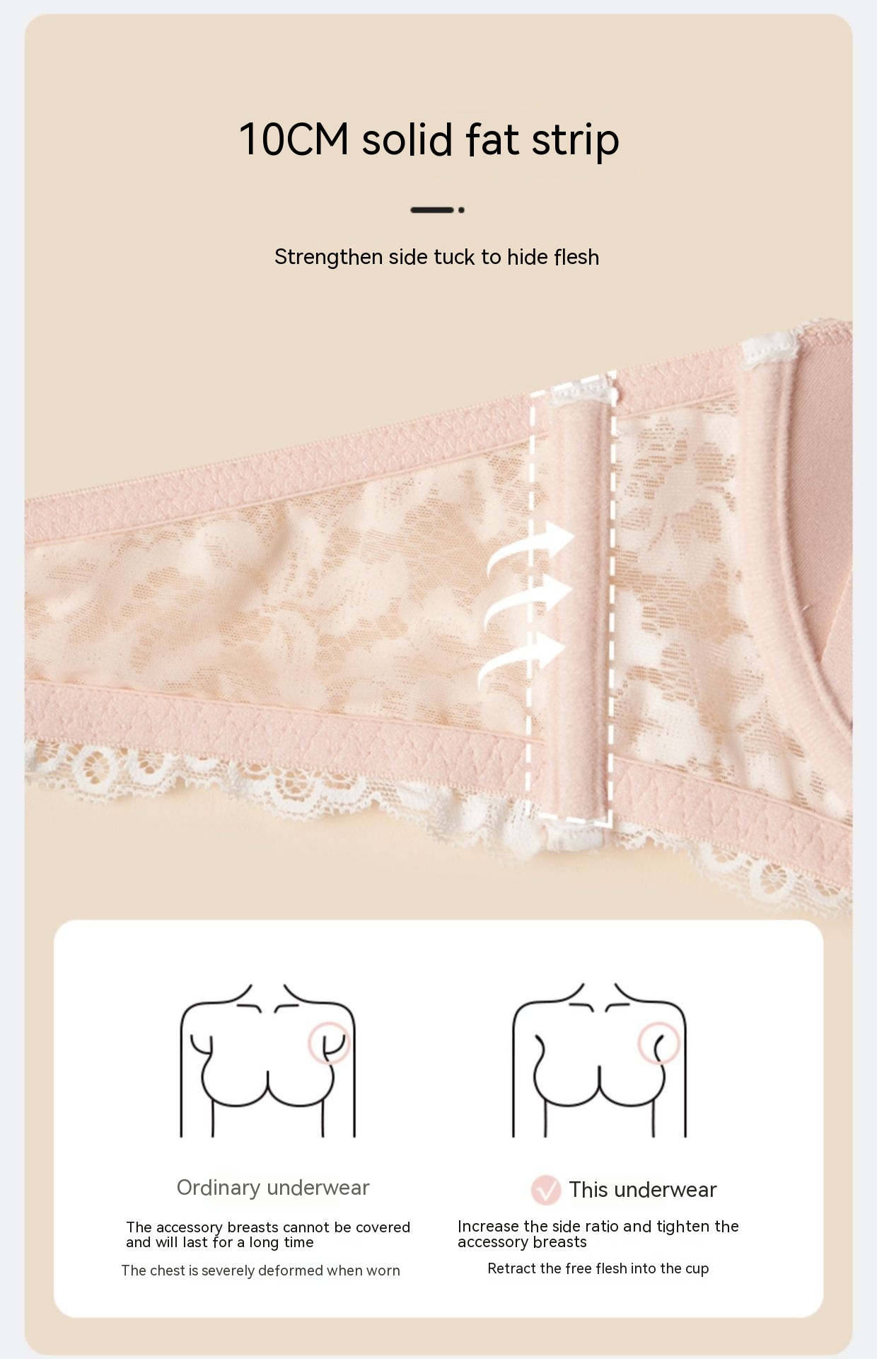 Title 10, French Small Lace Chest Underwear Soft Steel Ring