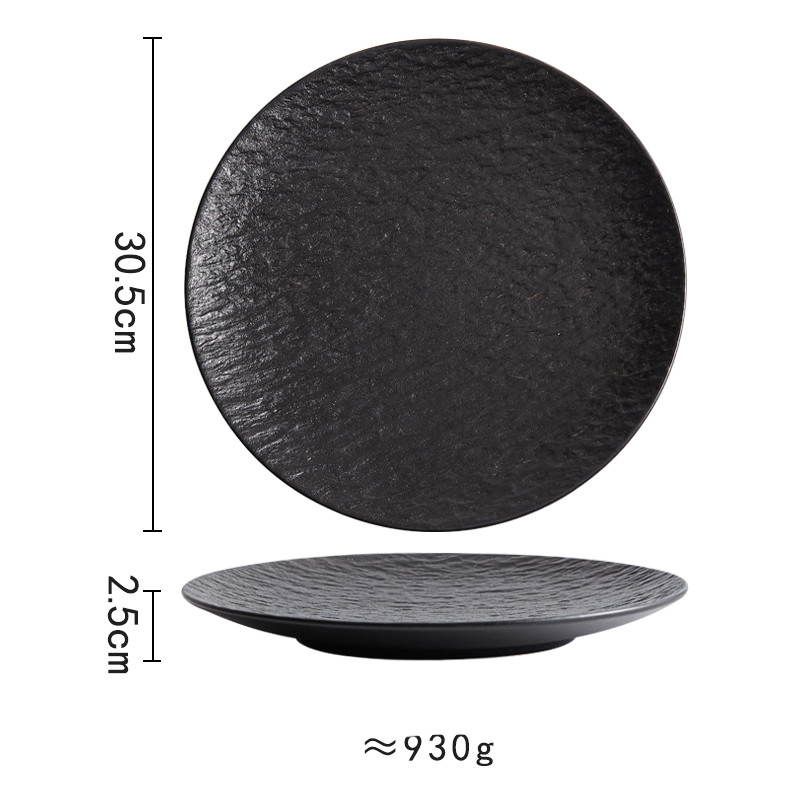 Title 2, Ceramic Rock Pattern Round Flat Plate Hotel Tab...