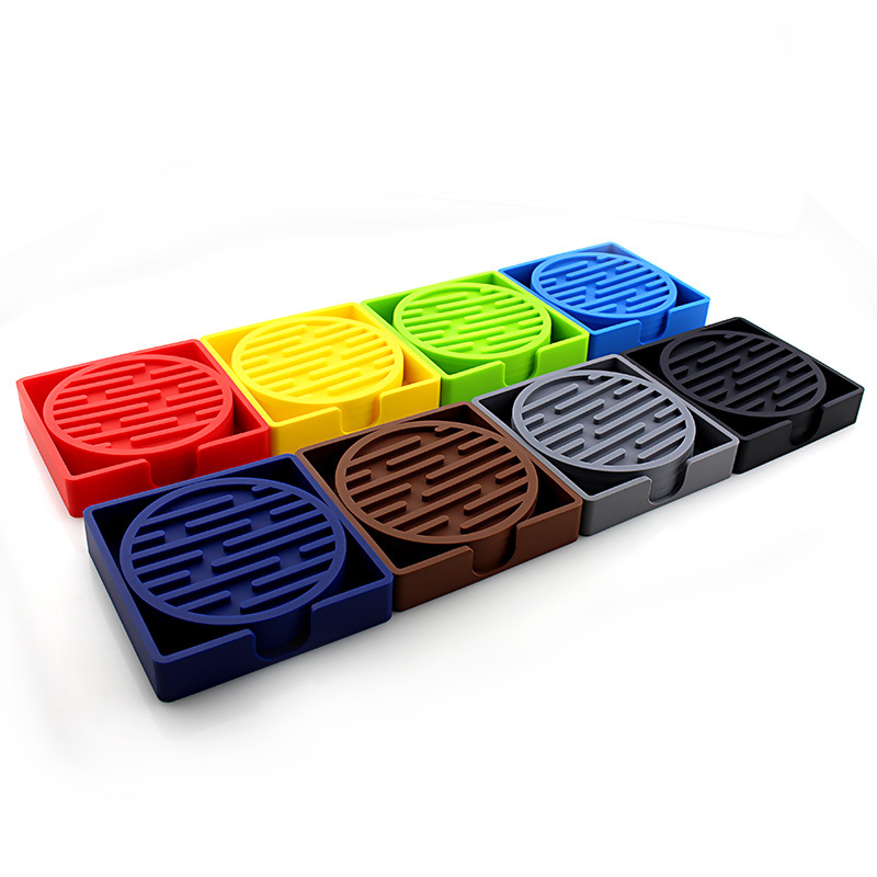 Title 4, Striped Round Silicone Coaster Set