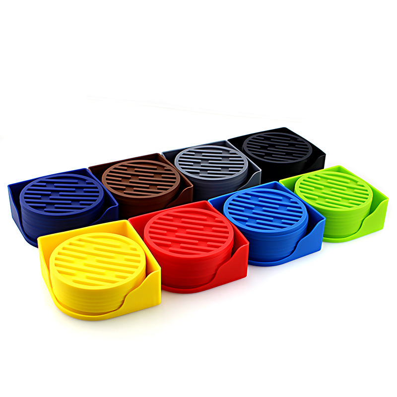 Title 6, Striped Round Silicone Coaster Set