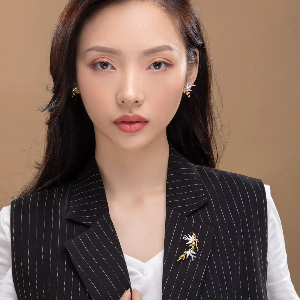 Silver Plated Swallow Branch Ear Studs