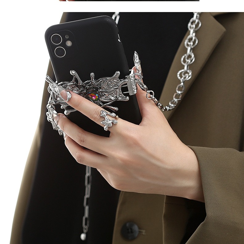 Spider Moonstone Metal Mobile Phone Charm - Image 2