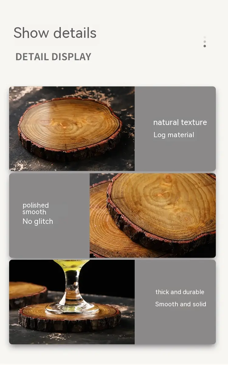 Circular Natural Wooden Pile Thermal Insulation Dining Table Anti-skid Mat