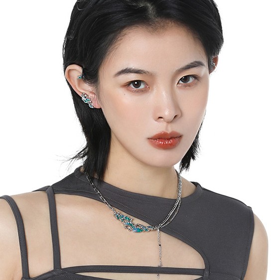 Original Lake Blue Oil Dripping Pleated Necklace