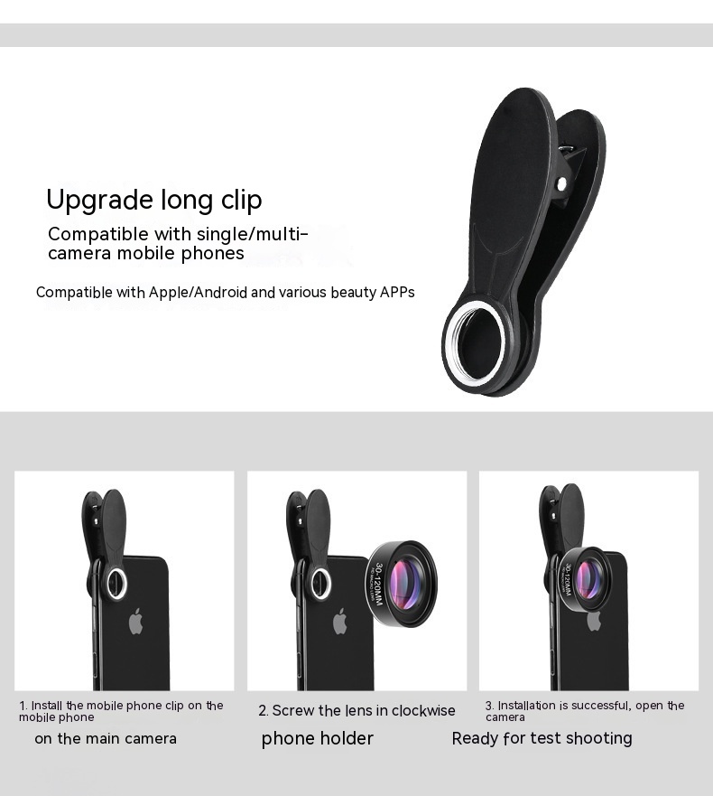 30-120mm Long-distance Mobile Phone Rear Macro Lens