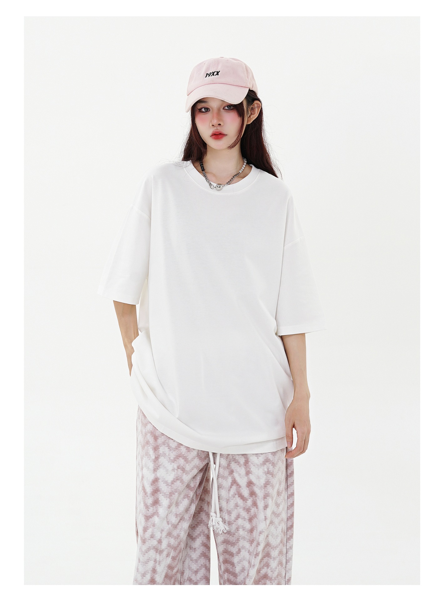 280g Pure Cotton Solid Color Short Sleeve American Casual Loose Shoulder T-shirt