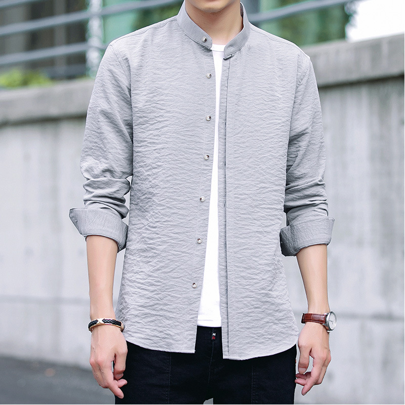 Title 7, Casual stand-up collar wear all-match shirt