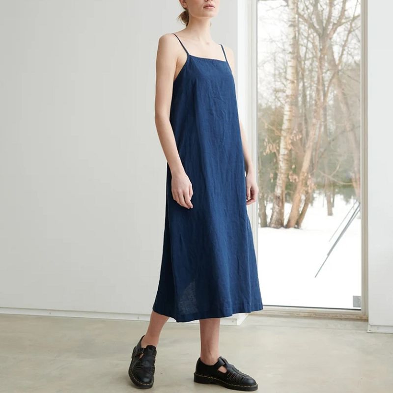 Versatile Summer Sling Dress - Cotton Linen Blend