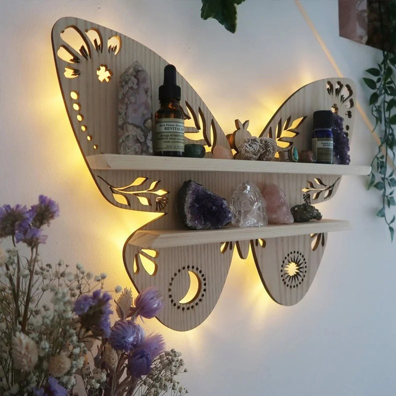 Wooden Butterfly Shelf