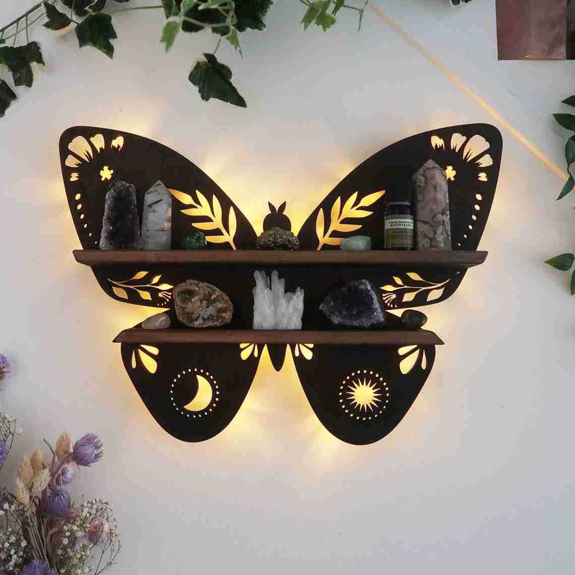 Wooden Butterfly Shelf