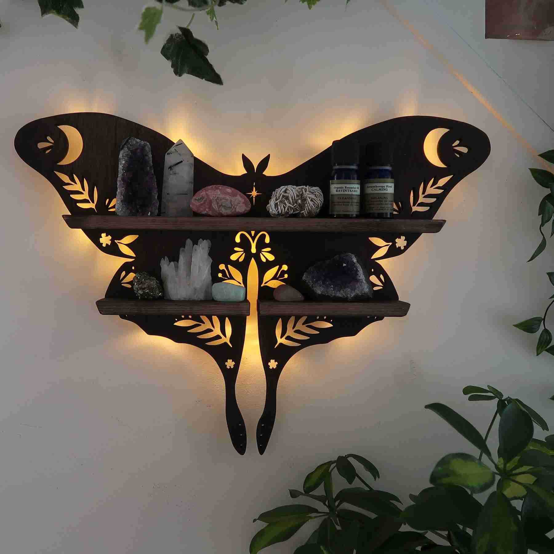 Wooden Moth Shelf for Wall