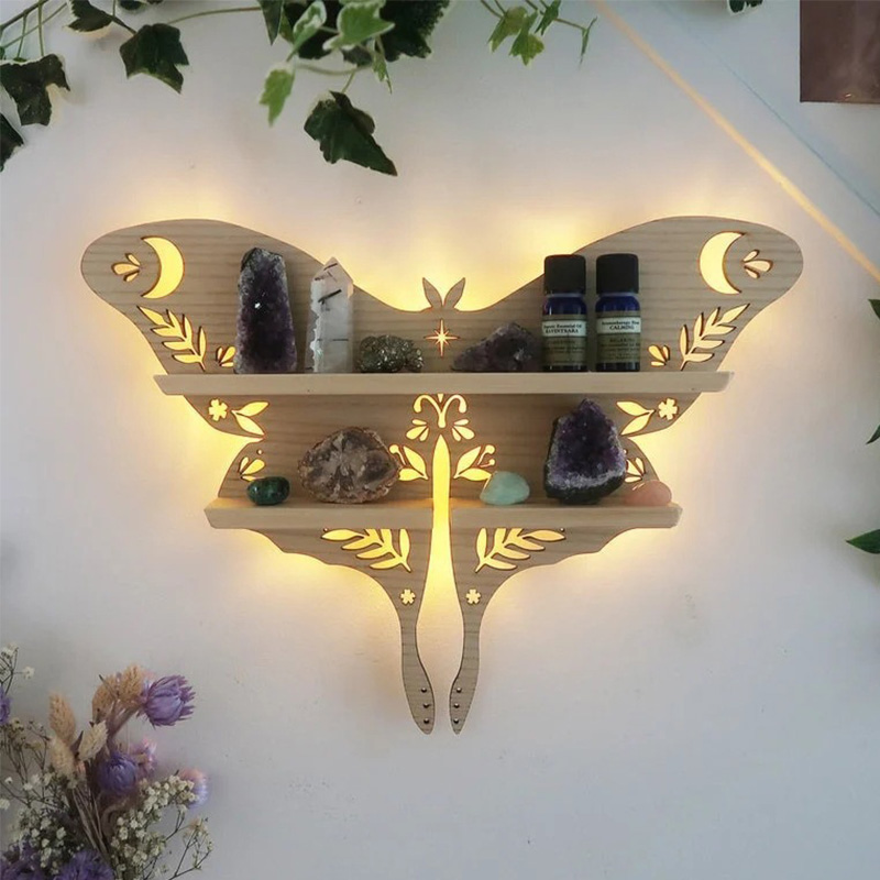 Wooden Moth Shelf for Wall