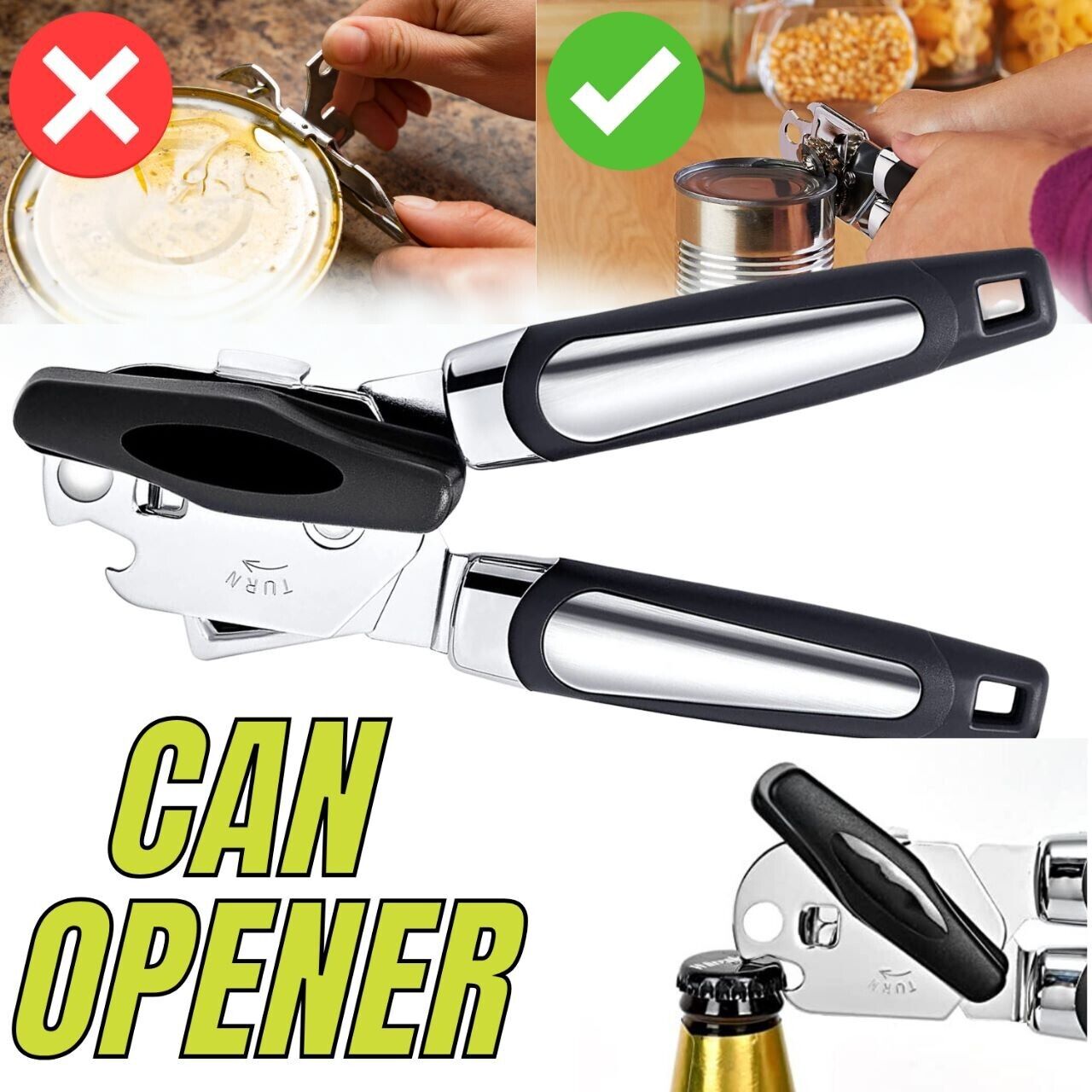 Handheld Can Opener with Cutting Wheel Blade. We ship only inside the US, USPS First Class Package, 2 Day Handling, 2-5 Day Shipping. Can Opener Manual, Handheld Strong Heavy Duty Can Opener Lid Openers for Kitchen. Can Opener Manual, Handheld Strong Heav