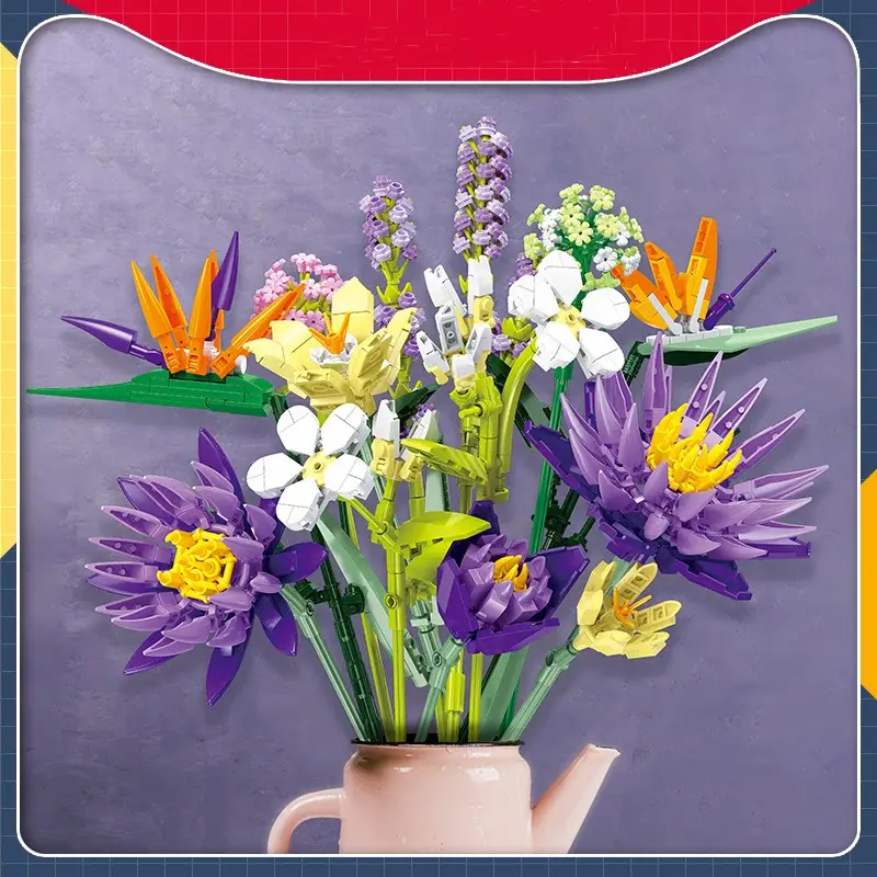Home Decoration Assembled DIY Simulation Building Blocks Bouquet