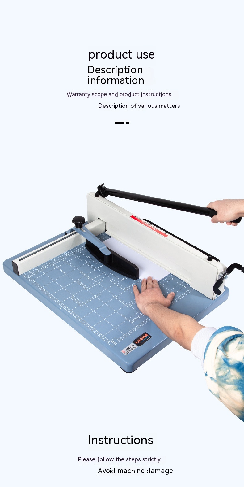 Upgraded Blue Bottom Thick Paper Cutting Knife Cutting Machine With Baffle