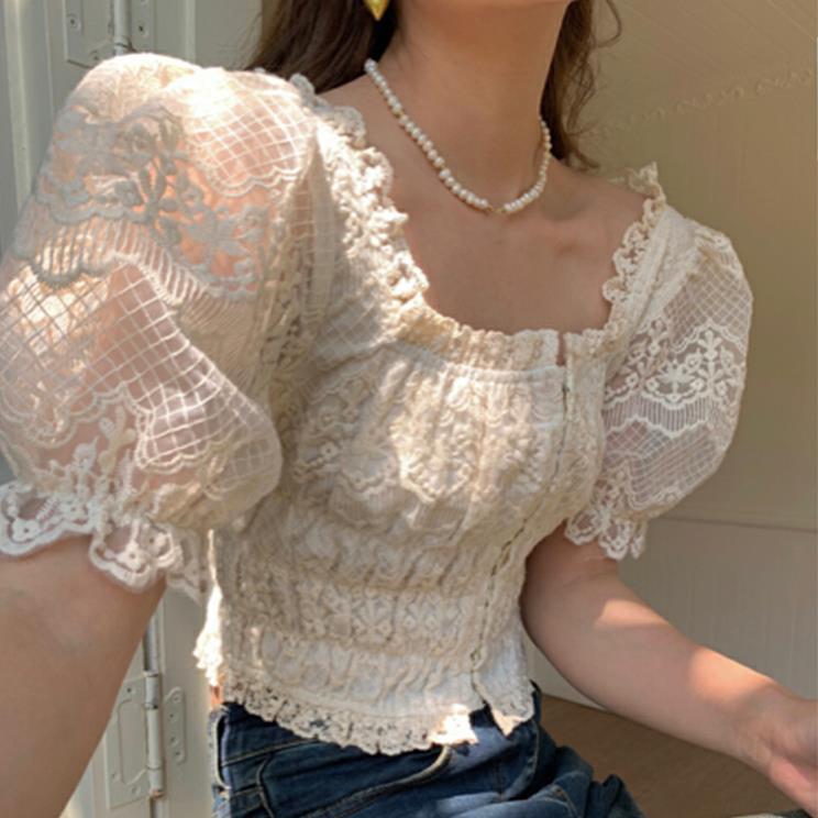 Title 4, Puff Sleeve White Lace Women