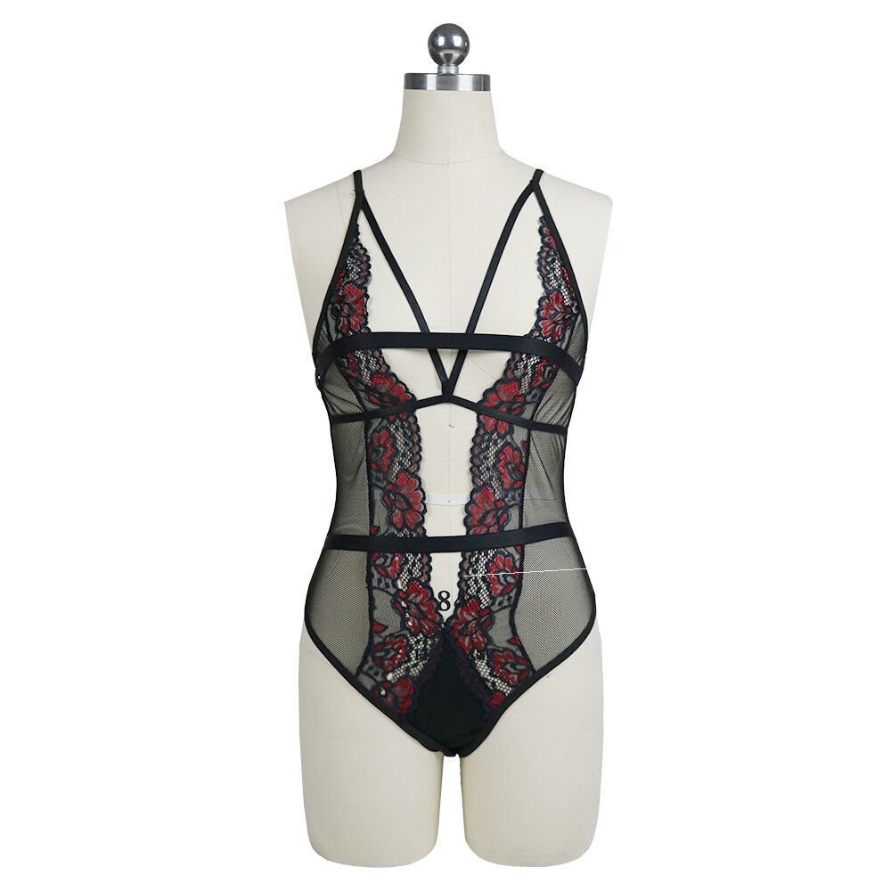 Title 3, Mesh-Spitze-Spitzen-Jumpsuit-Ausschnitt, sexy D...