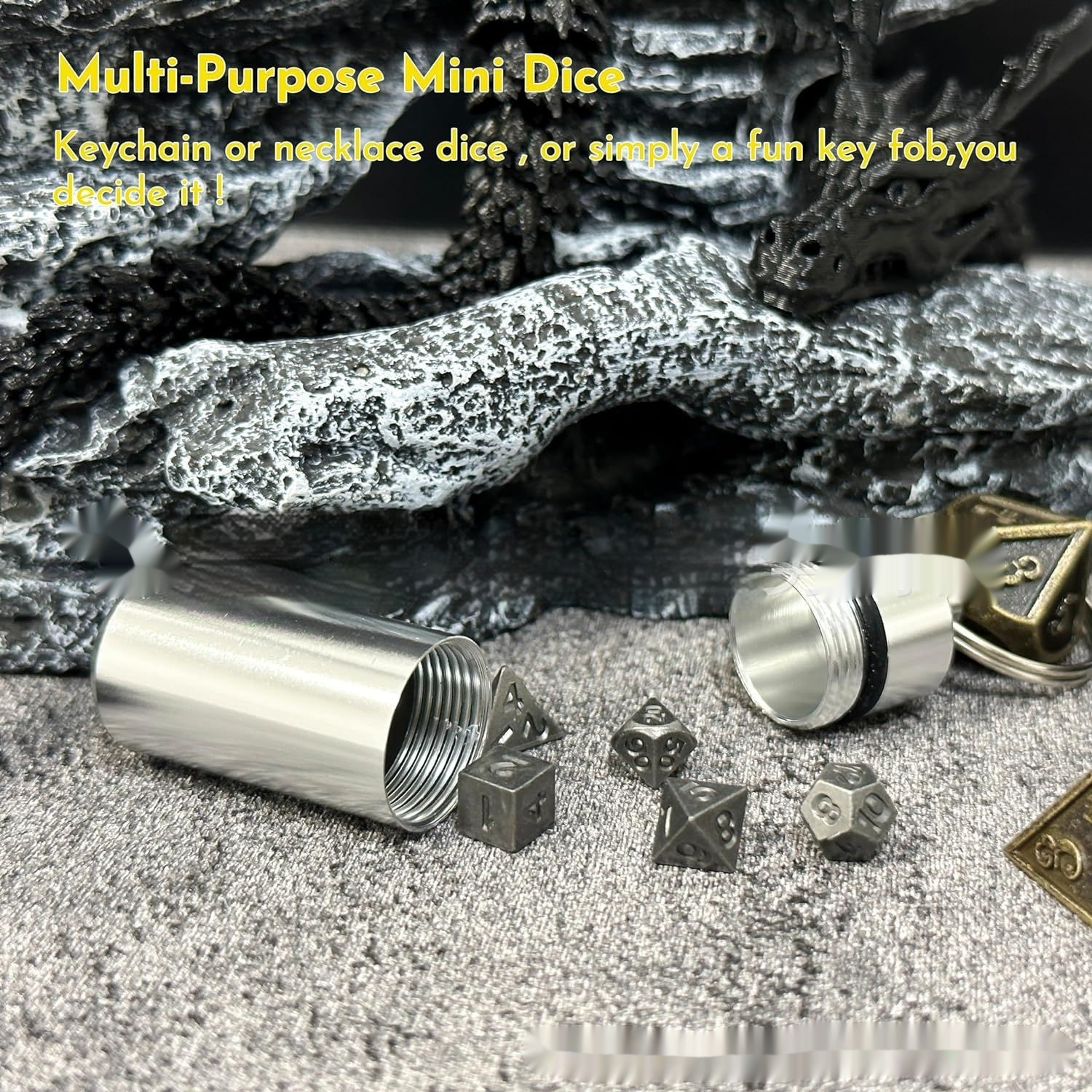 Mini Dice Suit Metal Hollow Necklace Keychain Pendant