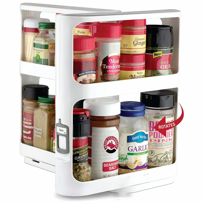 2-Tier Rotating Spice Rack Organizer, Spinning Kitchen Turntable for Seasoning Bottles and Jars - detail photo 2