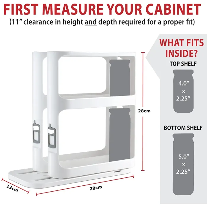 2-Tier Rotating Spice Rack Organizer, Spinning Kitchen Turntable for Seasoning Bottles and Jars - detail photo 3