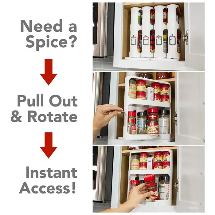 2-Tier Rotating Spice Rack Organizer, Spinning Kitchen Turntable for Seasoning Bottles and Jars - detail photo 6