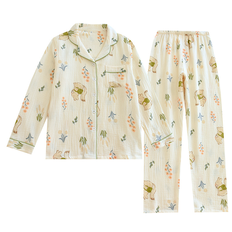 Women's Pure Cotton Long Sleeve Pajamas Suit