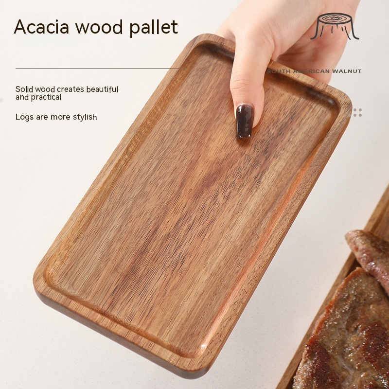 Title 3, Japanese Simple Walnut Tray Household Solid Woo...