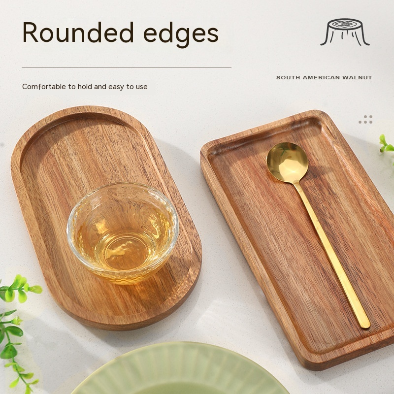 Title 5, Japanese Simple Walnut Tray Household Solid Woo...