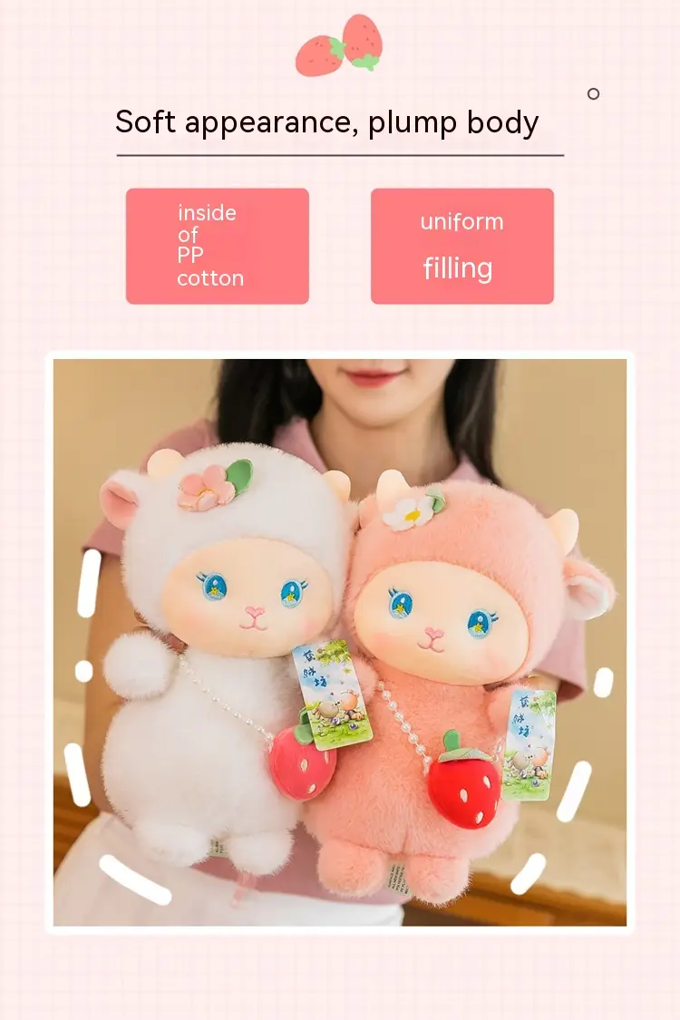 Strawberry Lamb Backpack Figurine Doll Sleeping